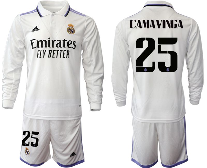 Men 2022-2023 Club Real Madrid home long sleeve white #25 Soccer Jersey->real madrid jersey->Soccer Club Jersey